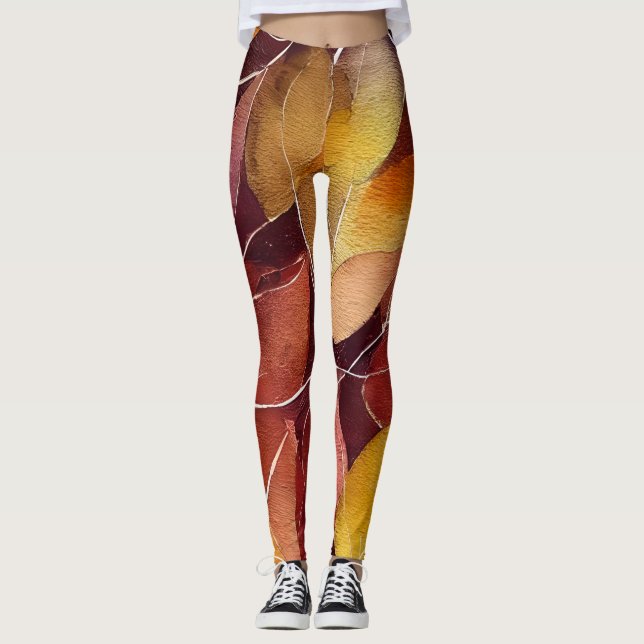 Leggings Automne Feuilles Motif (Devant)