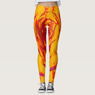 Leggings Automne Jaune, Orange et Red Sedum Rosette