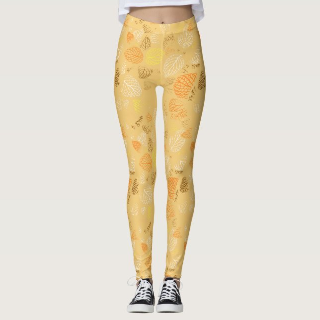 Leggings Automne, Motif Feuille 4 (Devant)