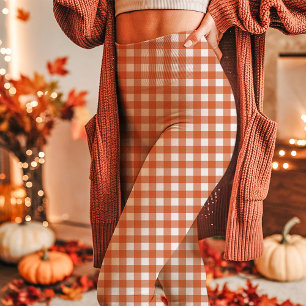Leggings Automne Orange En vichy À damiers Plaid