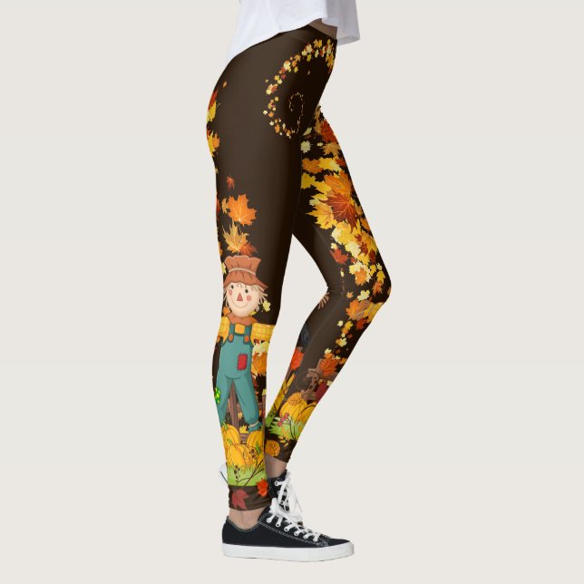Leggings Automne Scarecrow Feuilles d'automne Plutôt Noir o (Droite)