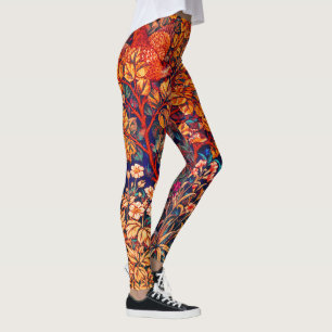 Leggings AUTUMN FOREST ANIMALS Haricots, faisan, Floral rou