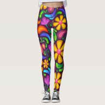 leggings aux fleurs printanières colorées