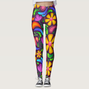 leggings aux fleurs printanières colorées