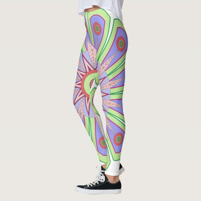 Leggings avec art vert et rose (Gauche)