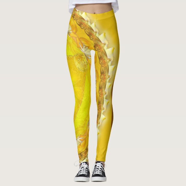 Leggings avec belle Mandala jaune (Devant)
