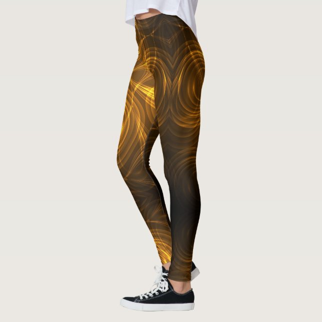 Leggings avec des motifs abstraits dorés et bruns  (Gauche)