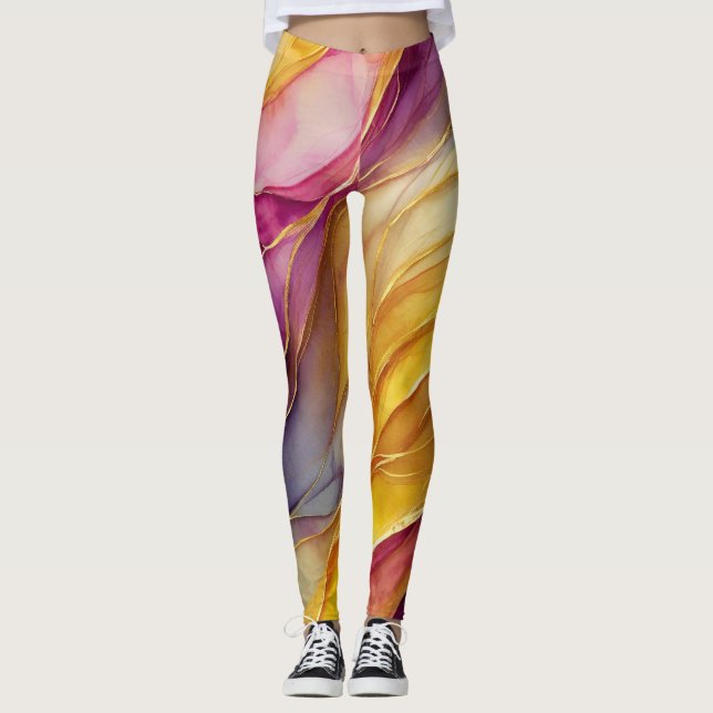 Leggings avec des vagues de couleur vibrantes (Devant)