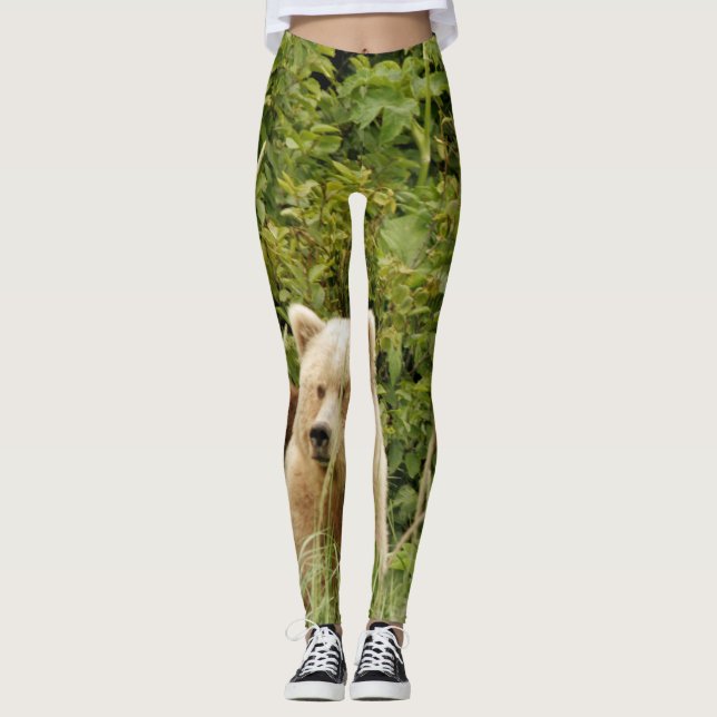 leggings avec deux petits d'ours grizzli plus mama (Devant)