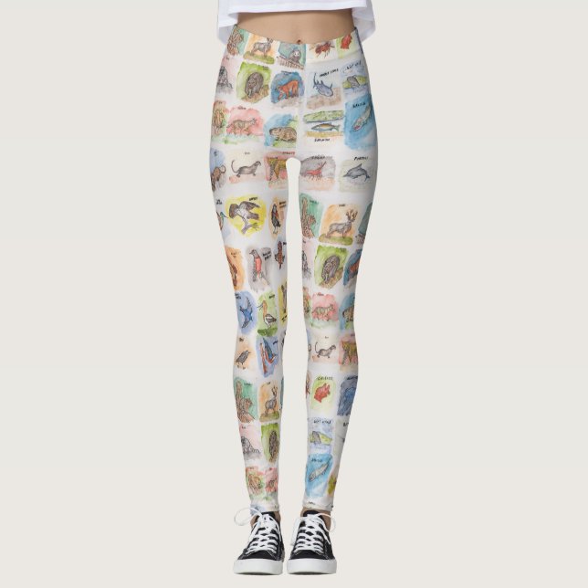 Leggings avec écureuils et autres animaux (Devant)