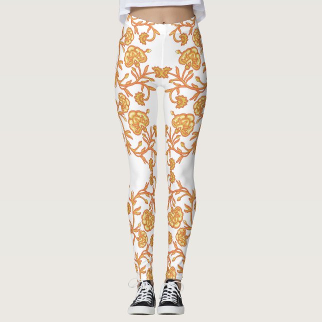 Leggings avec fond d'écran orange et blanc élégant (Devant)