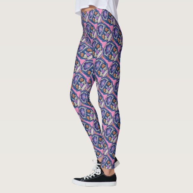 Leggings avec motif de crâne sucré tatoué (Gauche)