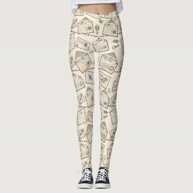 Leggings Aventure de la poste aérienne vintage (3) (Devant)