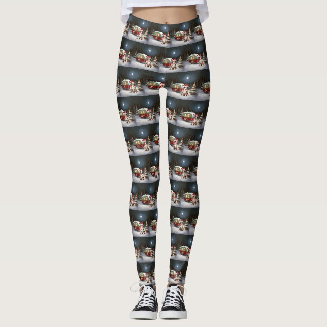 Leggings Aventure de Noël de la caravane de berger australi (Devant)
