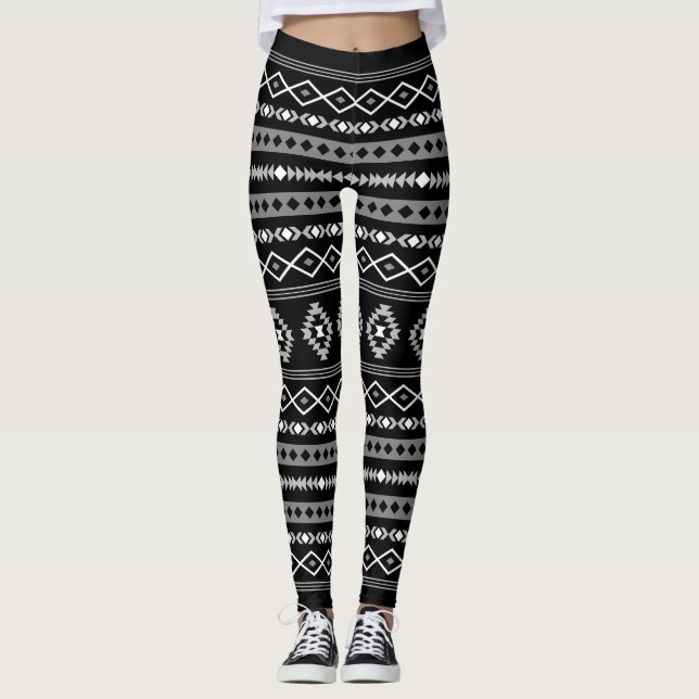 Leggings Aztec Blanc Gris Noir Motifs Mixtes Lg Motif (Devant)
