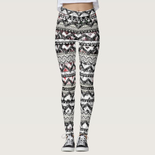 Leggings Aztec Floral rose violet Vintage Rose Motif
