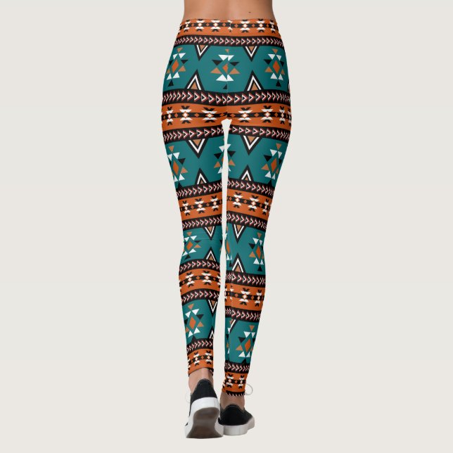 Leggings Aztec Motif tribal bleu (Dos)