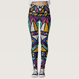 Leggings Aztèque géométrique tribal : Motif Vintage coloré