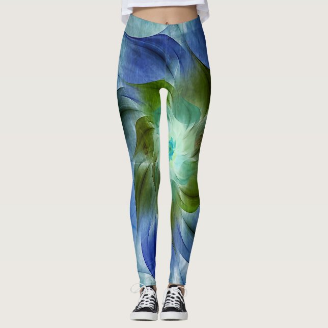 Leggings Azurite Malachite Fleur Fractale Flamboyante (Devant)
