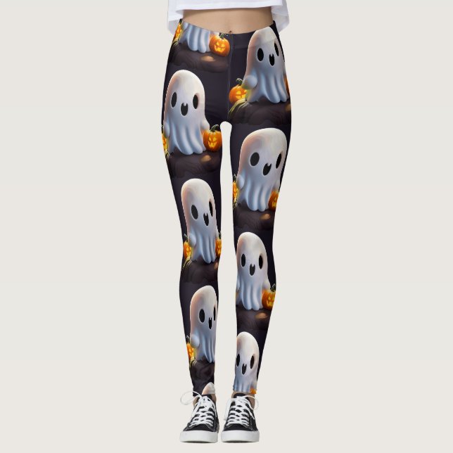 Leggings Baby Ghost Déplaisant mignon caractère Halloween (Devant)