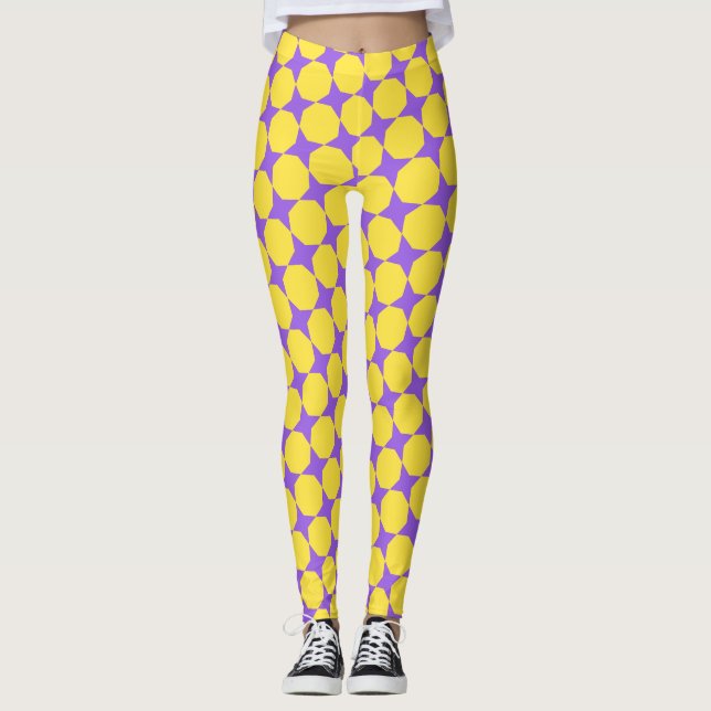 Leggings Bactérie Violet jaune Motif minimal (Devant)