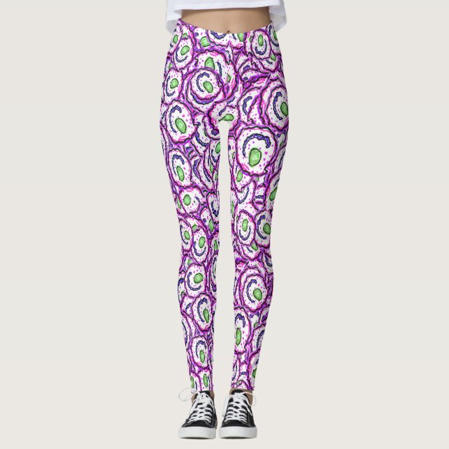 Leggings Bactéries amusantes dessin motif aléatoire motif (Devant)