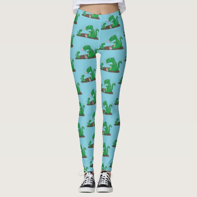 Leggings Baguettes mignonnes grillant des marshmallows dess (Devant)