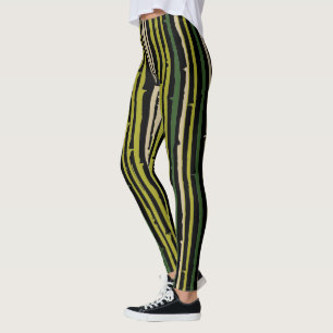Leggings Baies de bambou vert sur noir