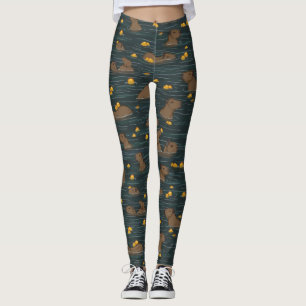 Leggings Bain chaud Capybara avec Yuzu Fruit 