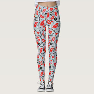 Leggings Baise, lèvres rouges.