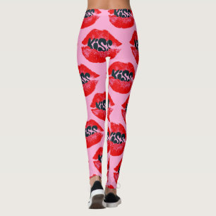 Leggings Baiser de Pop Art Lèvres Répéter