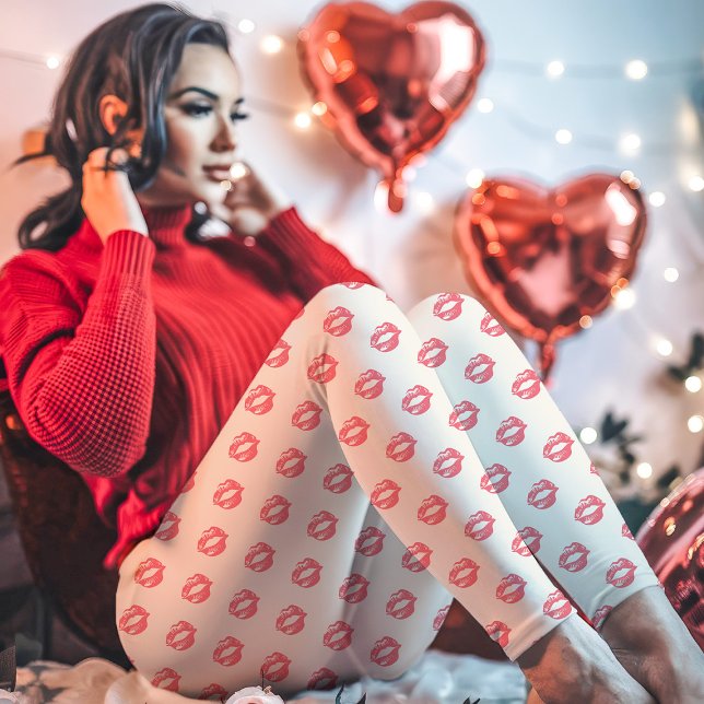 Leggings Baiser imprimé rouge à lèvres rose (Créateur téléchargé)