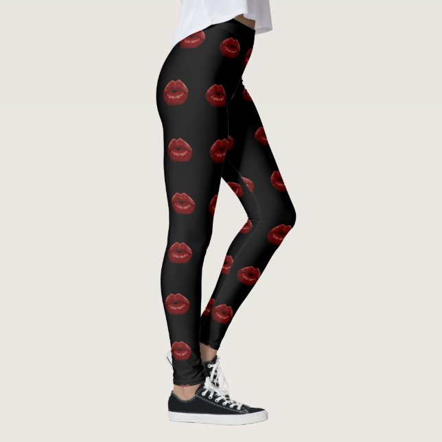 Leggings Baiser mes pantalons Lèvres rouges Jambes noires (Droite)