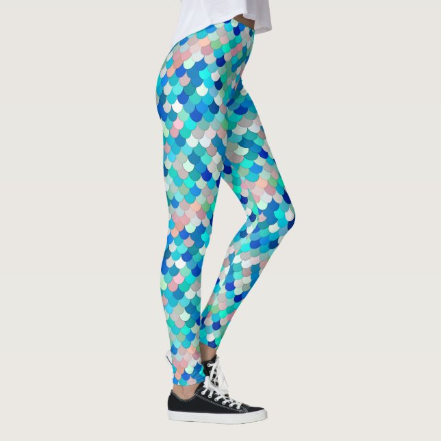 Leggings Balances de sirène, Aqua, Shell Pink et Cobalt (Droite)