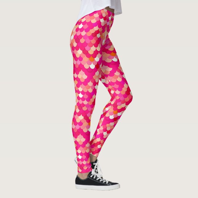 Leggings Balances de sirènes, corail, Fuchsia rose et pêche (Droite)