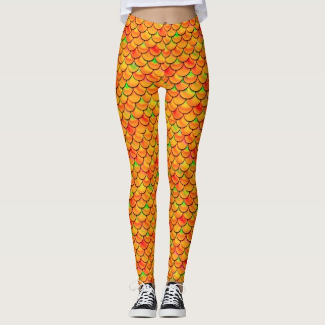 Leggings Balances orange et verte tombées (Devant)