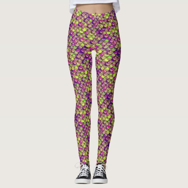 Leggings Balances violettes et vertes (Devant)