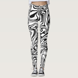 Leggings Balayage Abstrait noir et blanc