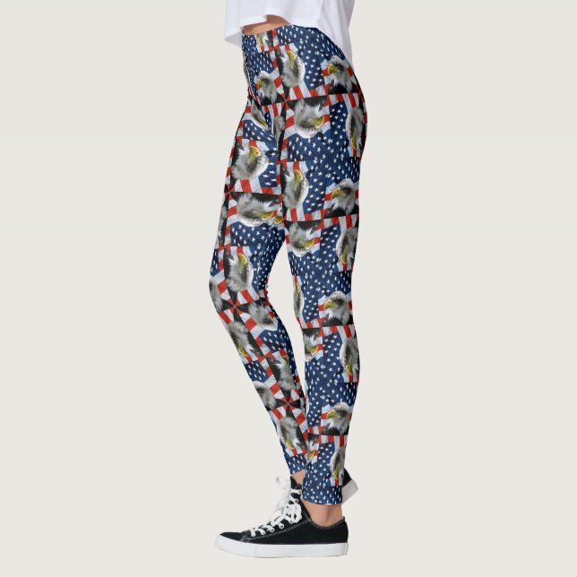 Leggings Bald Eagle et American Flag Patriotic (Gauche)