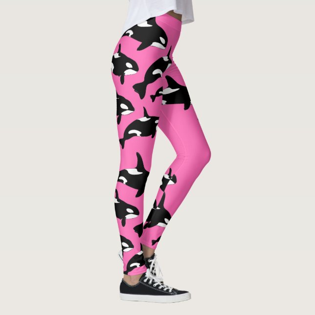 Leggings Baleine tueuse rose-chaude à motif (Droite)