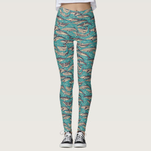 Leggings baleines à vison bleu