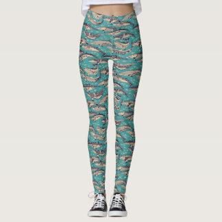 Leggings baleines à vison bleu