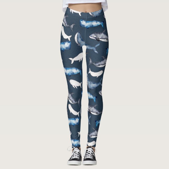 Leggings Baleines aquarelles (Devant)