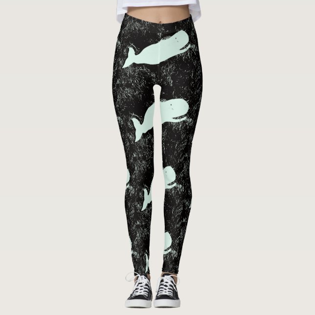 Leggings baleines blanches noires (Devant)