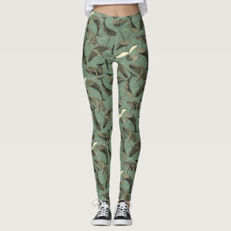 Leggings baleines et vagues aqua