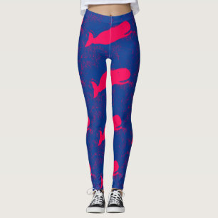 Leggings baleines roses bleu