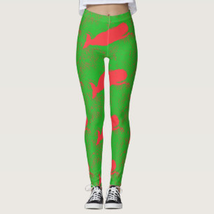 Leggings baleines rouges en vert