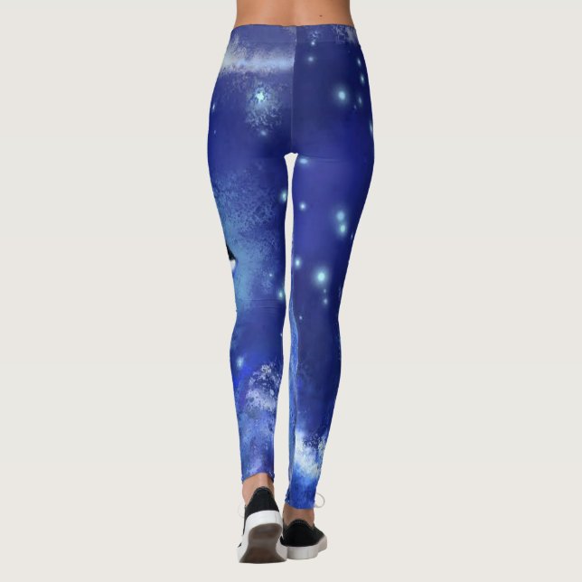 Leggings Baleines tueuses Pleine lune Night Leggels Bleus (Dos)