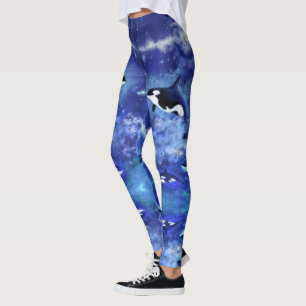 Leggings Baleines tueuses sur la nuit de la Pleine lune - D