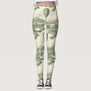 Leggings Ballon à Air Chaud Toile de Jouy Campagne Verte (1